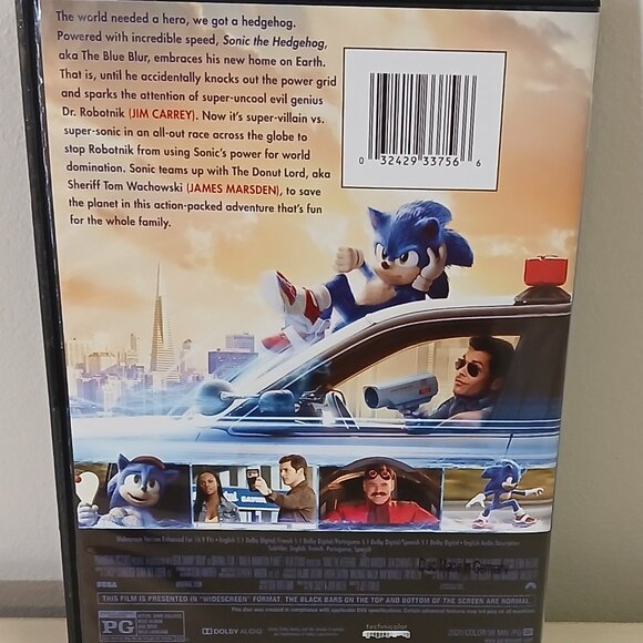 Sonic the Hedgehog DVD - not blue ray - like new - Picture 3 of 3